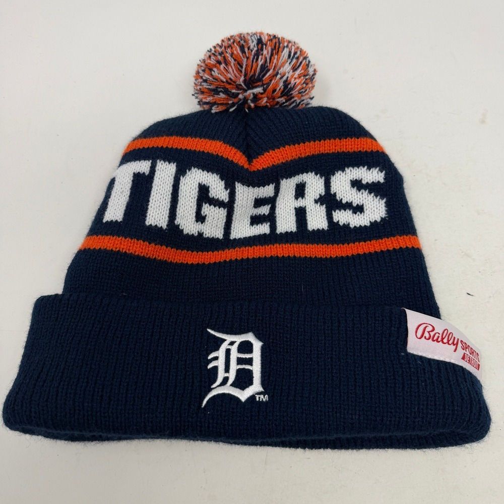 Detroit Tigers Beanie Unisex OS Navy MLB Baseball Pom Alexander Global EUC